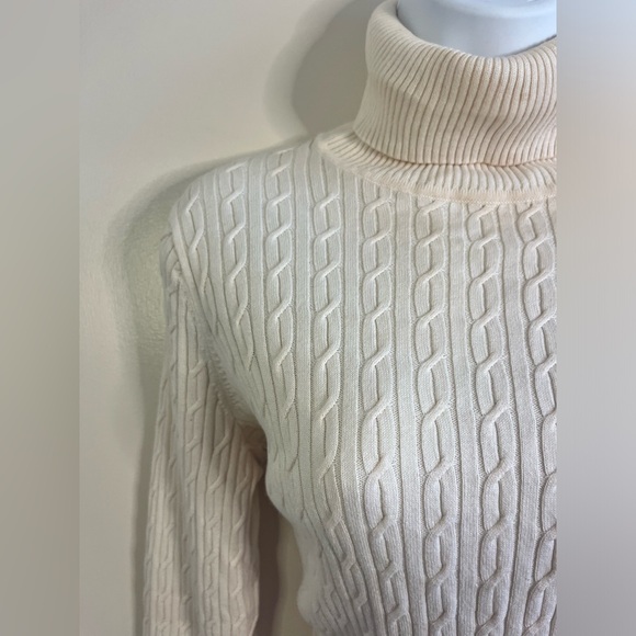 Talbots Cable Knit Long Sleeve Turtleneck Sweater - Picture 2 of 8